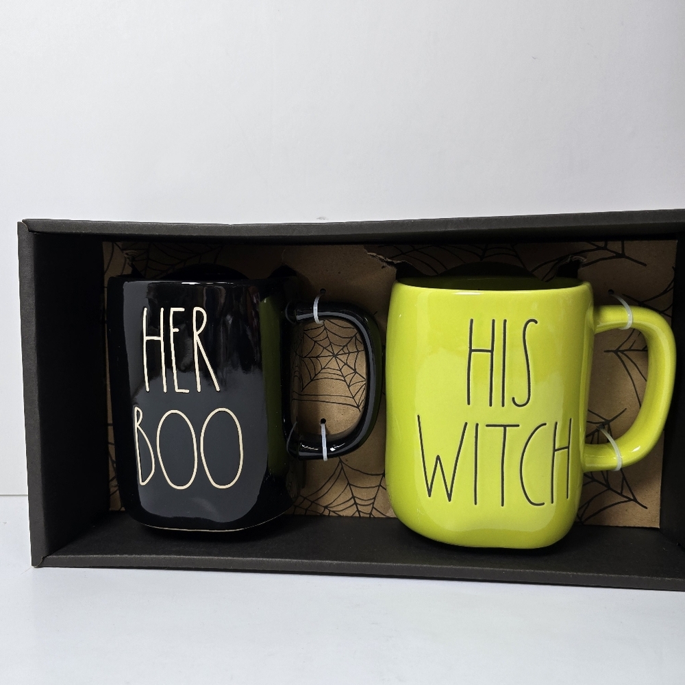 Rae Dunn Halloween Mug Set Her Boo and His Witch  Mug Set Nwt - Picture 2 of 3